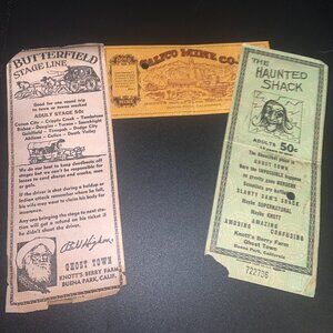 3ct Vintage Knott's Berry Farm ( Calico Mine Co, ETC) Tickets NOT VALID